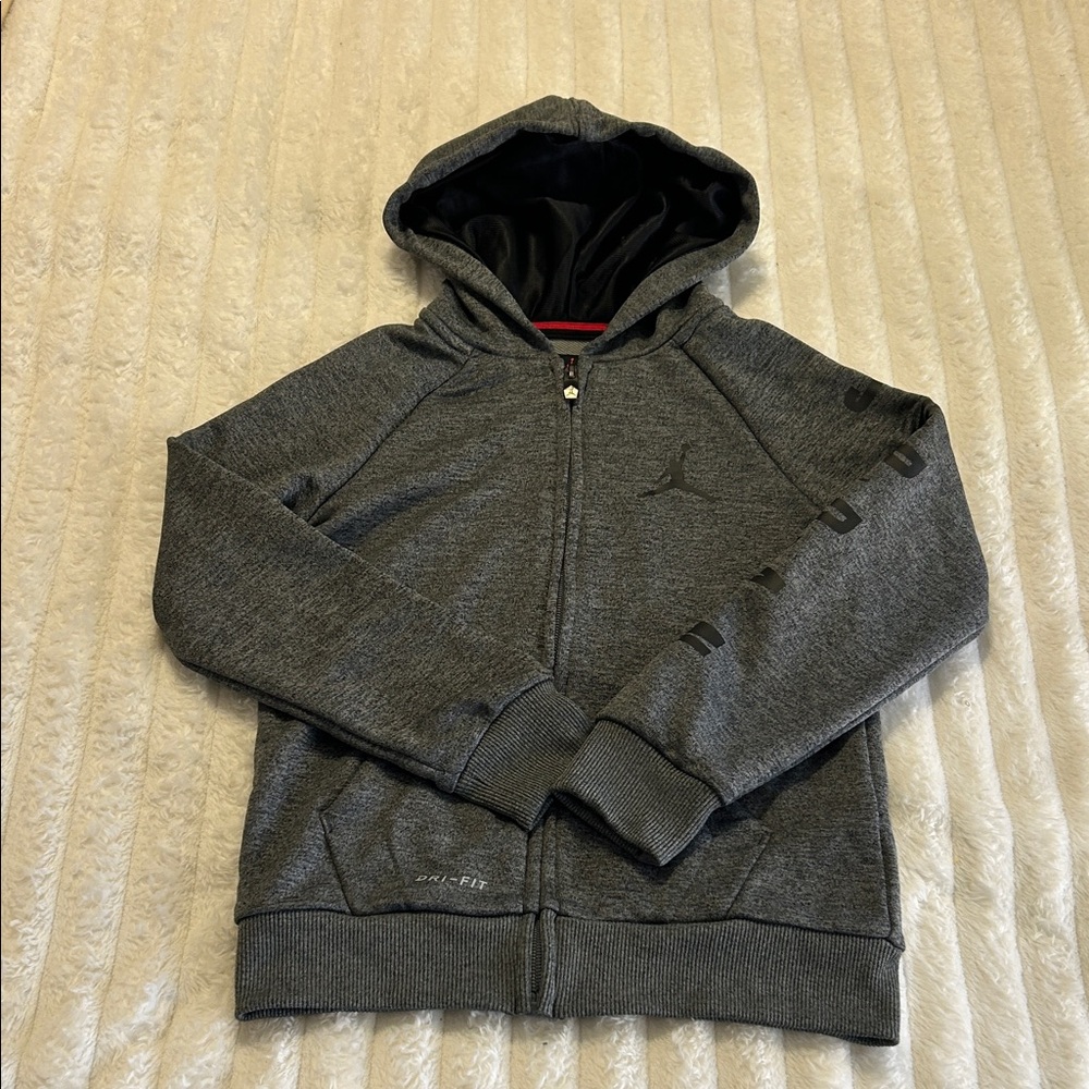 Jordan Boys' Jumpman Zip-Up Hoodie in heather grey